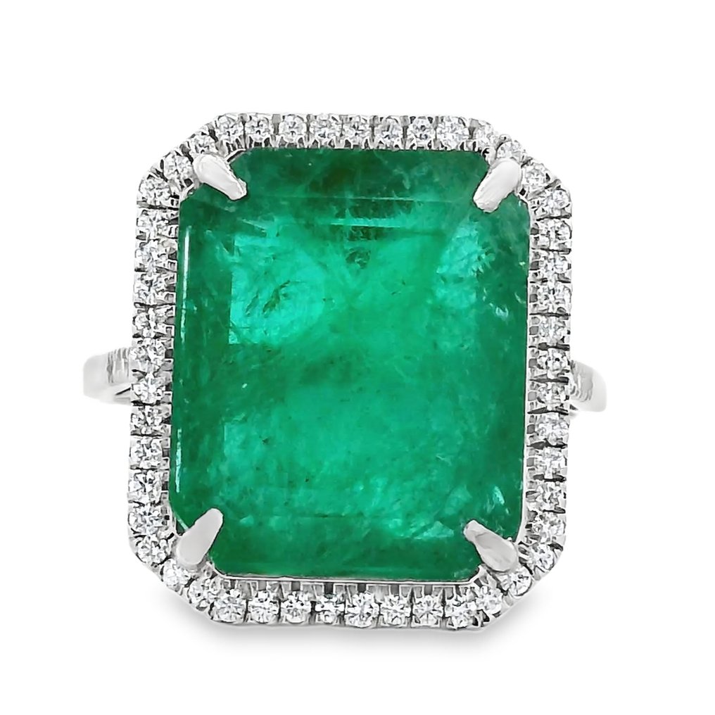 Gyűrű Platina -  10.61ct. tw. Smaragd - Gyémánt #1.0