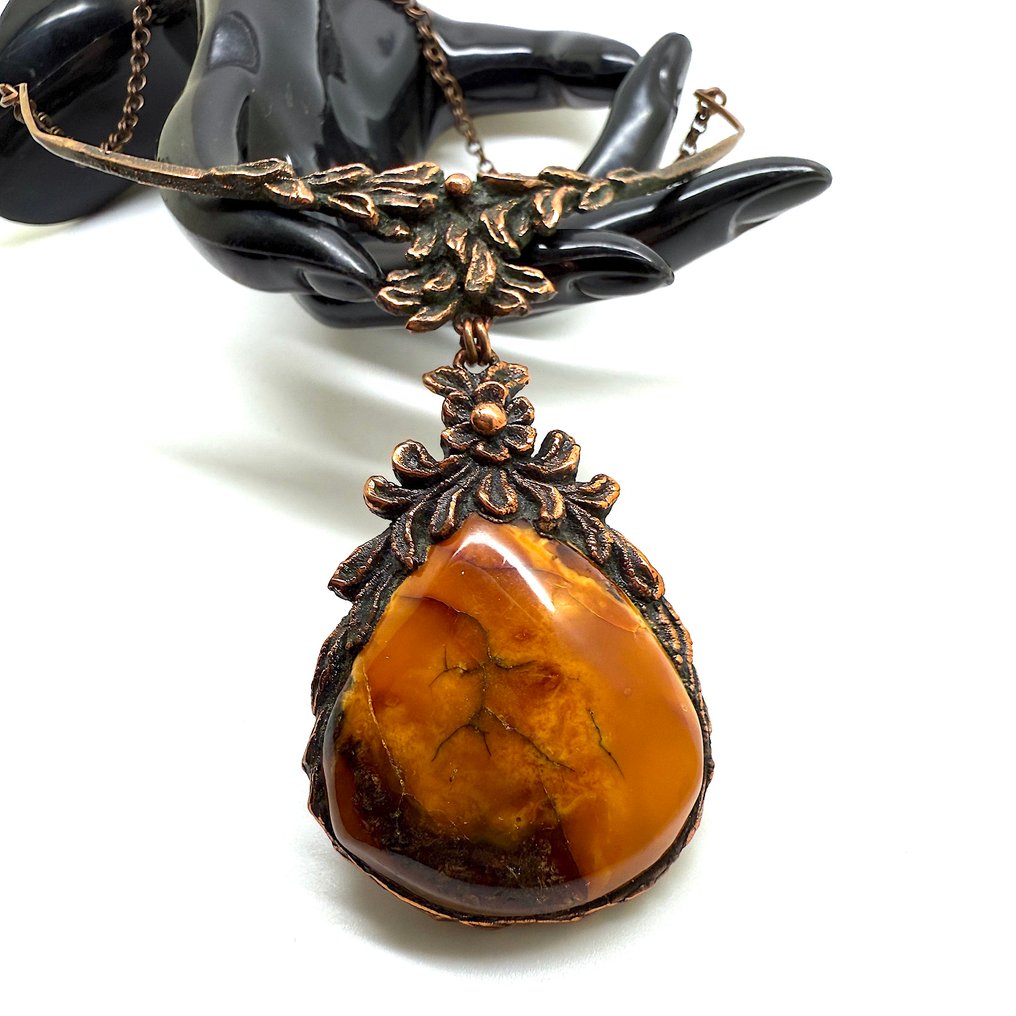 Vanha artisan-kaulakoru luonnollisesta Baltian-ambrystä - Meripihka - Succinite #3.2