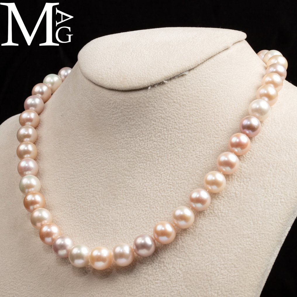 Κολιέ από Μαργαριτάρια Γλυκού Νερού – Κλασική Κομψότητα σε Ροζέ Λευκό - Αποκλειστικό Ιταλικό Κοσμήμα - Ύψος: 460 mm - Πλάτος: 11 mm- 68 g #1.0