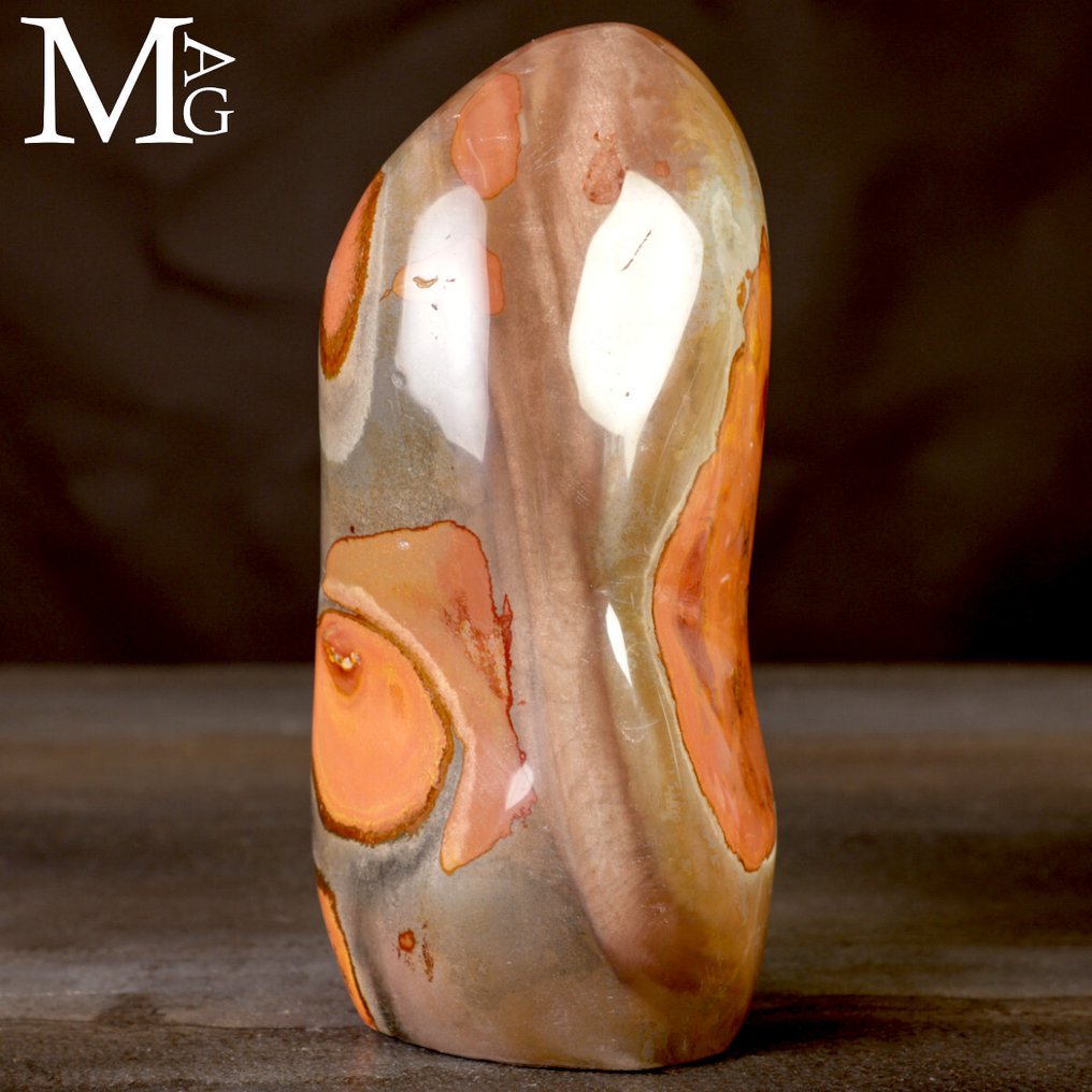 Policrhome Jasper - Naturlige ørkenfarver - First Quality Madagascar Jasper – Dekorativ frit form. - Højde: 177 mm - Bredde: 85 mm- 1647 g #2.1