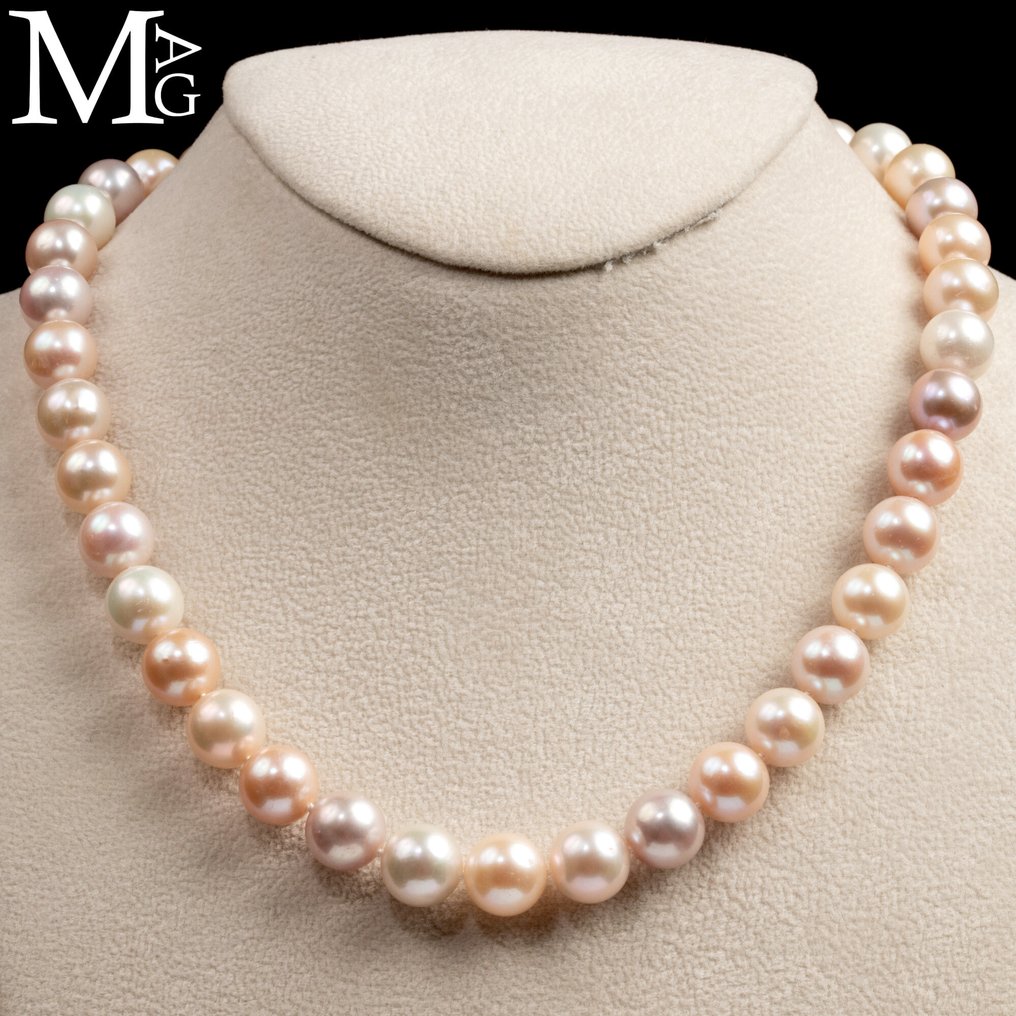 Κολιέ από Μαργαριτάρια Γλυκού Νερού – Κλασική Κομψότητα σε Ροζέ Λευκό - Αποκλειστικό Ιταλικό Κοσμήμα - Ύψος: 460 mm - Πλάτος: 11 mm- 68 g #4.3