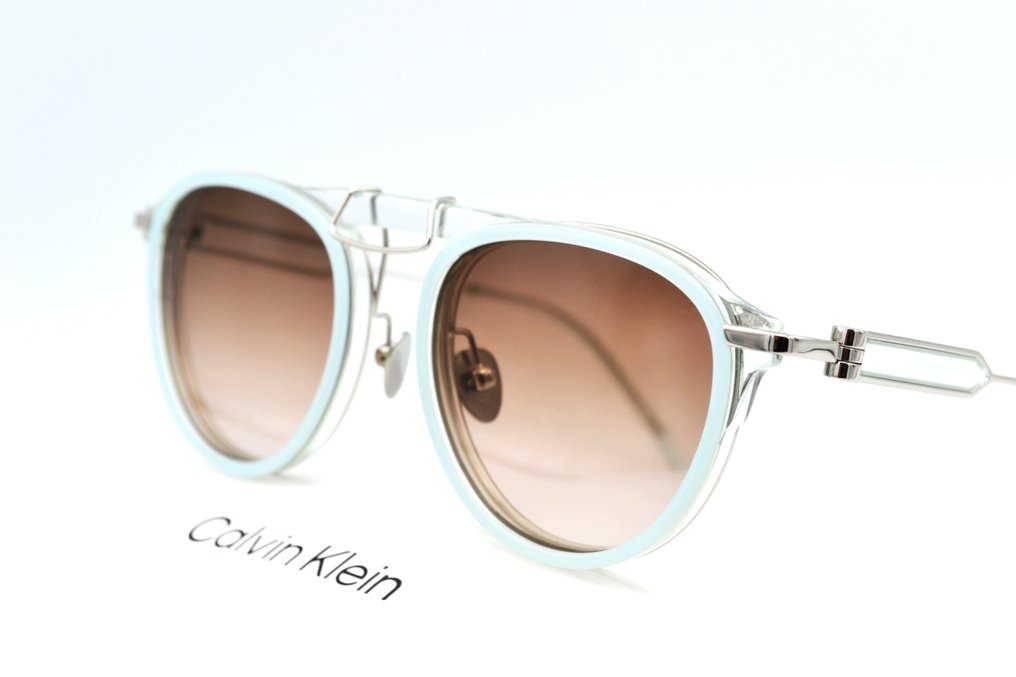 CALVIN KLEIN 205W39NYC - Made in Italy - CKNYC1884S - Blue Transparent Acetate & Silver Metal - *New* - Occhiali da sole #1.0
