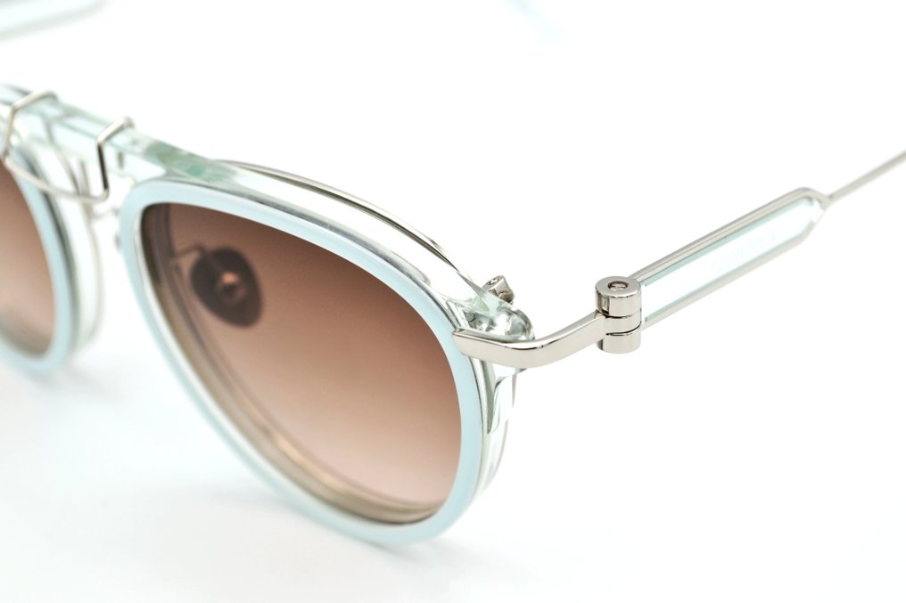 CALVIN KLEIN 205W39NYC - Made in Italy - CKNYC1884S - Blue Transparent Acetate & Silver Metal - *New* - Occhiali da sole #3.2