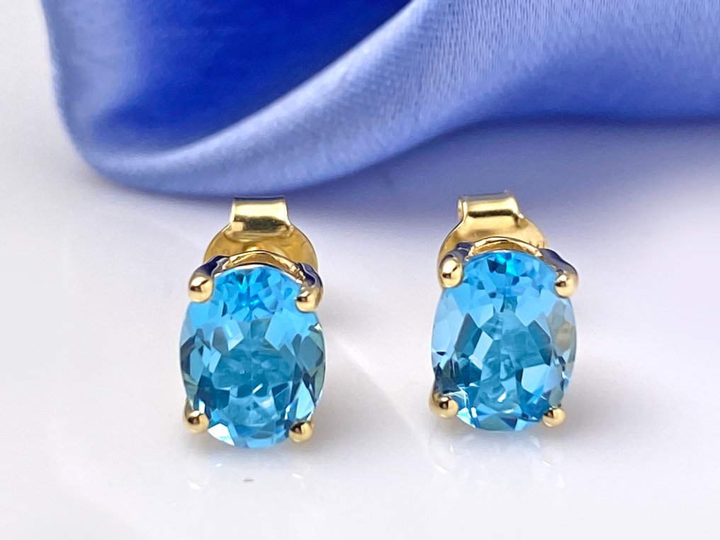 没有保留价 - 耳环 - 14K包金 黄金 -  2.95ct. tw. 黄宝石 #4.3