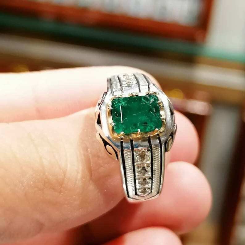 Fără preț de rezervă - Inel de logodnă Argint -  2.00ct. tw. Smarald - Inel de smarald natural #2.1