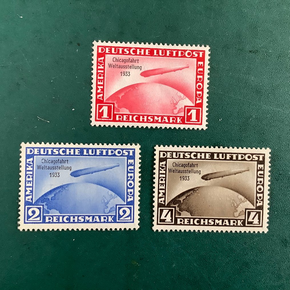 德意志帝国 1933 - 芝加哥Farth已认证 Grabowski - Michel 496/498 #1.0