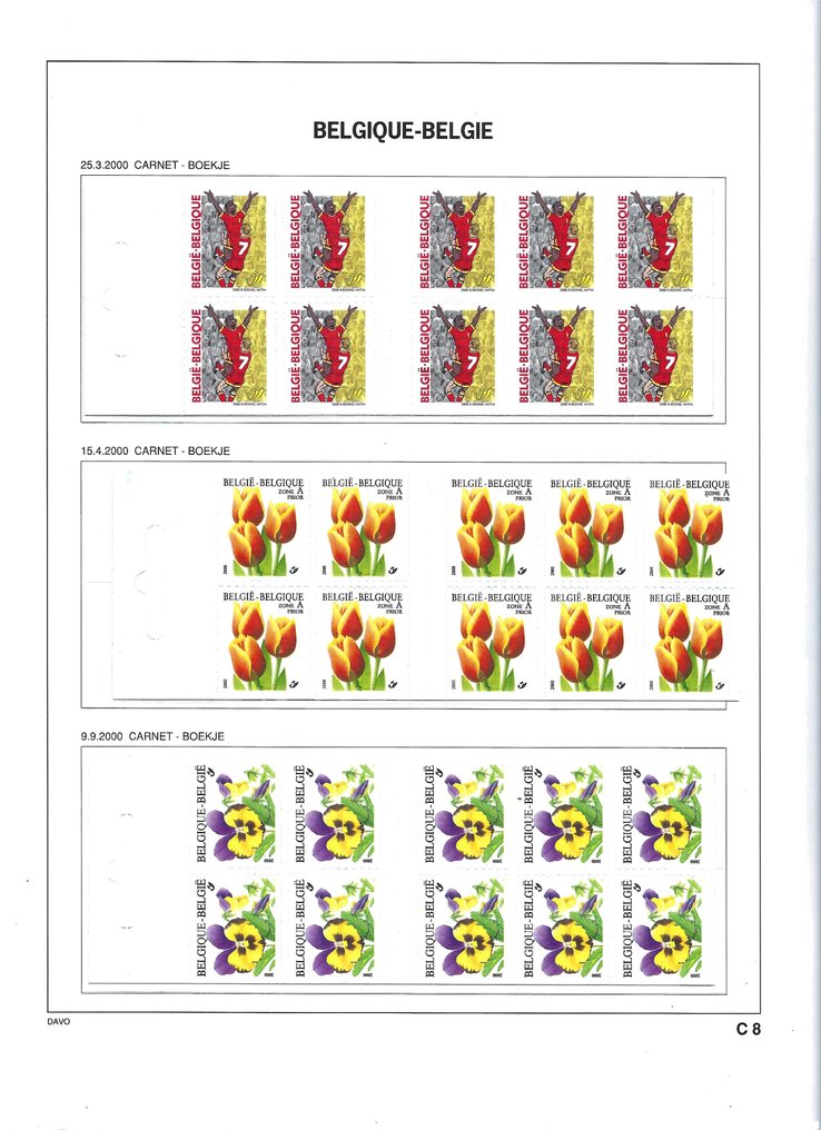 比利時 2000/2004 - 根據 Davo C8/C13 表格製作的郵票小冊子 #1.0