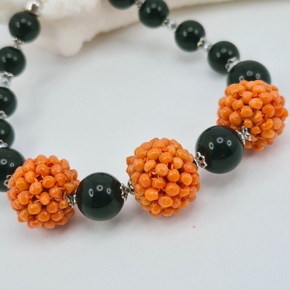 血珊瑚 - 银 - 手镯 - CORALLO SCIACCA 意大利语 #1.0