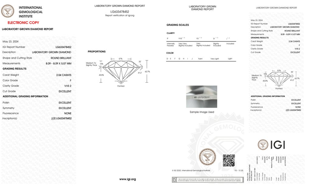 Drop fülbevaló - 14 kt. Sárga arany - 4.07ct. tw. Gyémánt (Laboratóriumban előállított) - Round F-VVS2 #4.3