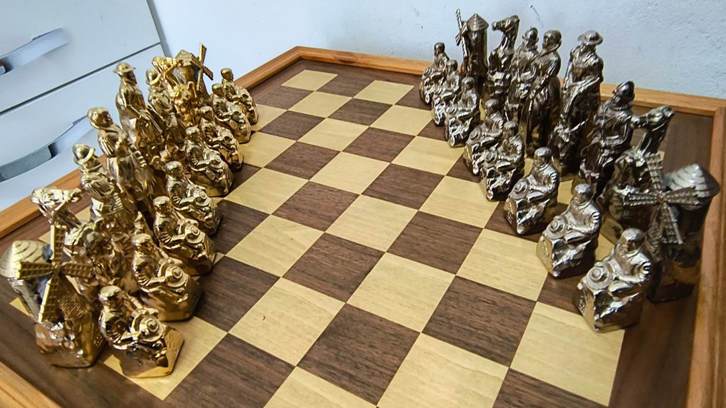 Shakkisarja - don Chisciotte - valkokultapinnoite ja kultapinnoite #1.0