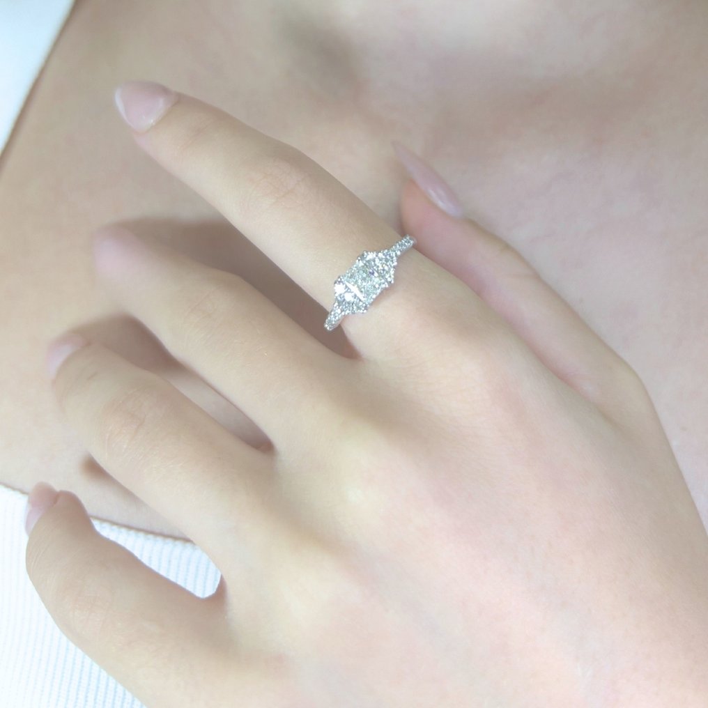 戒指 - 18 克拉 白金 - 1.09ct. tw. 鉆石 (天然) - 鉆石 #3.2