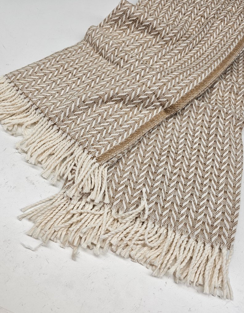 PLAID αποκλειστικό σε καστόρι και λευκό βαμβάκι - 200x150cm - Κουβέρτα, Μάλλες - Κουβέρτα  - 200 cm - 150 cm #3.2