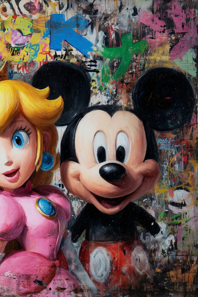 Canvas Fit - Alberto Ricardo - Iconos Pop: Mario, Peach y Mickey en un mismo lienzo" #4.3