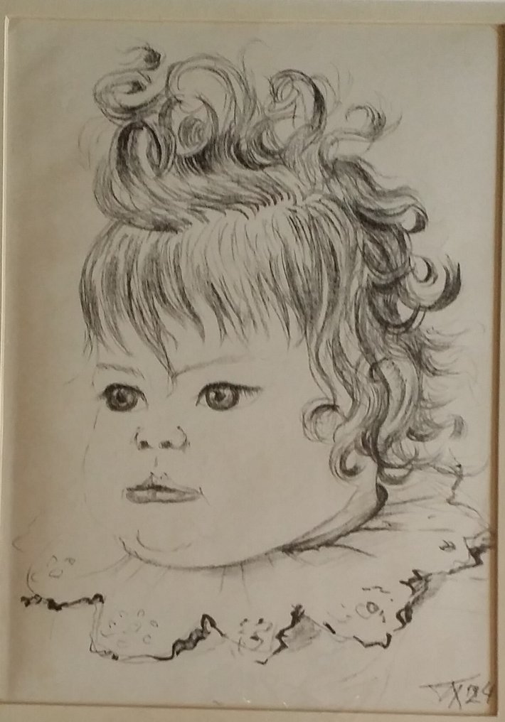 Otto Dix (1891-1969) - "Retrato de una niña, Nelly con cuello de encaje - Lithograph from 1924 #2.1