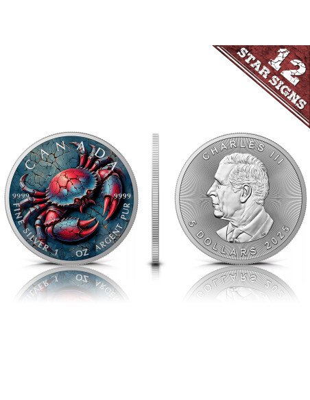 Canada. 5 Dollars 2025 Zodiac Cancer , 1 Oz (.999) #4.3