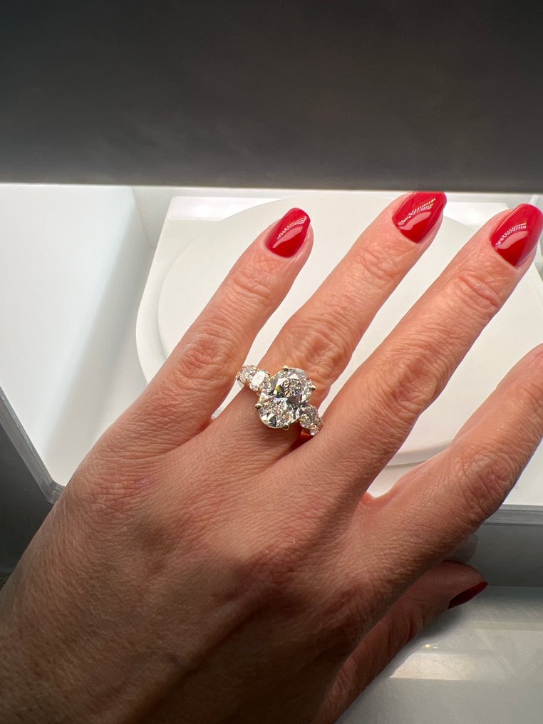 Δαχτυλίδι - 14 καράτια Κίτρινο χρυσό -  7.01ct. tw. Διαμάντι (Εργαστηριακής καλλιέργειας) - Διαμάντι #2.1