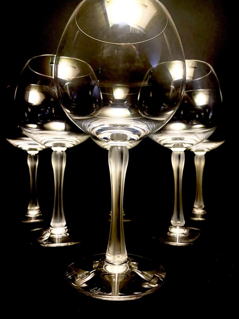 Lalique - Ensemble de 6 verres aux pied satiné - 酒杯 (6) - 水晶 #1.0