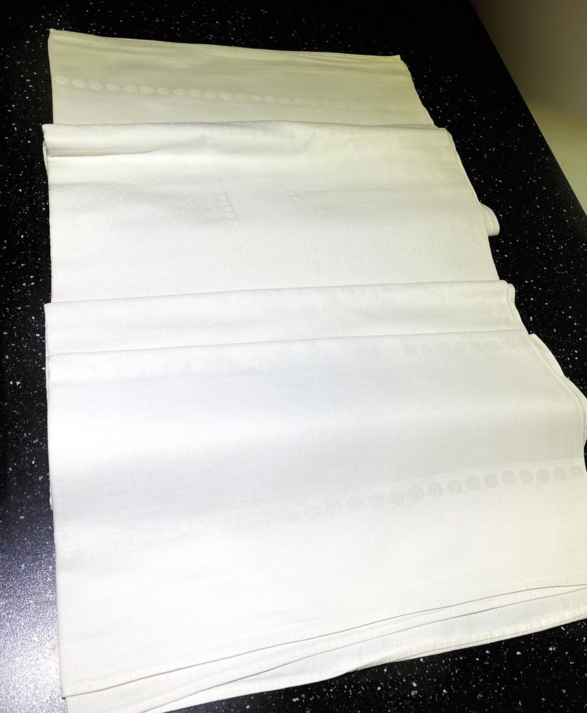 Vintage damask cotton tablecloths - Tablecloth (2)  - 160 cm - 140 cm #1.0