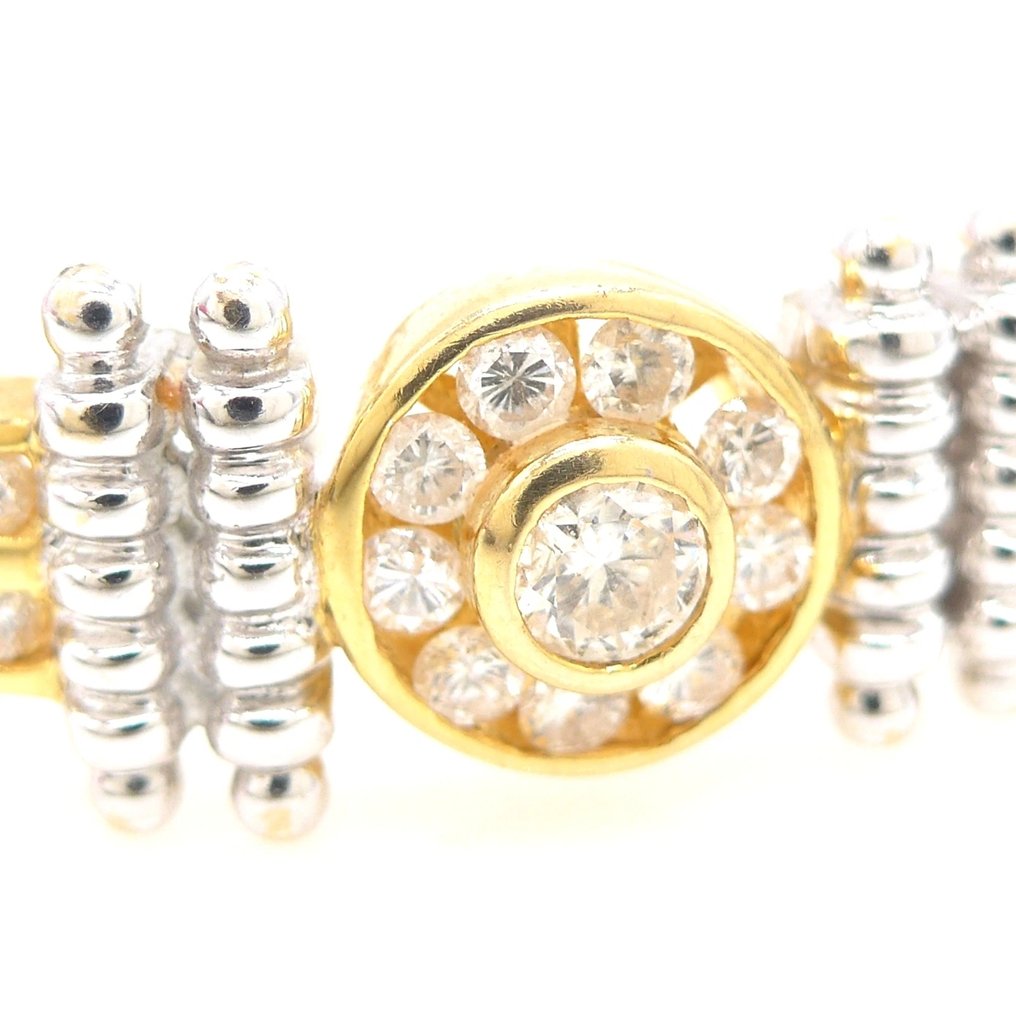 Βραχιόλι - 18 καράτια Κίτρινο χρυσό, Λευκός χρυσός -  3.40ct. tw. Διαμάντι (Φυσικό)  #3.2