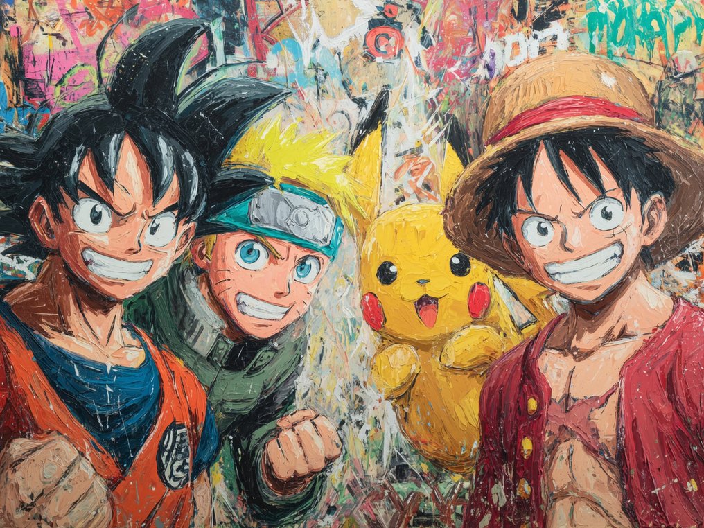 Canvas Fit - Alberto Ricardo - Energía Anime: Goku, Naruto, Luffy y Pikachu #1.0