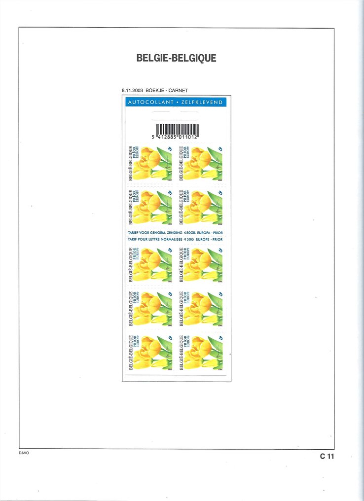 比利時 2000/2004 - 根據 Davo C8/C13 表格製作的郵票小冊子 #4.3