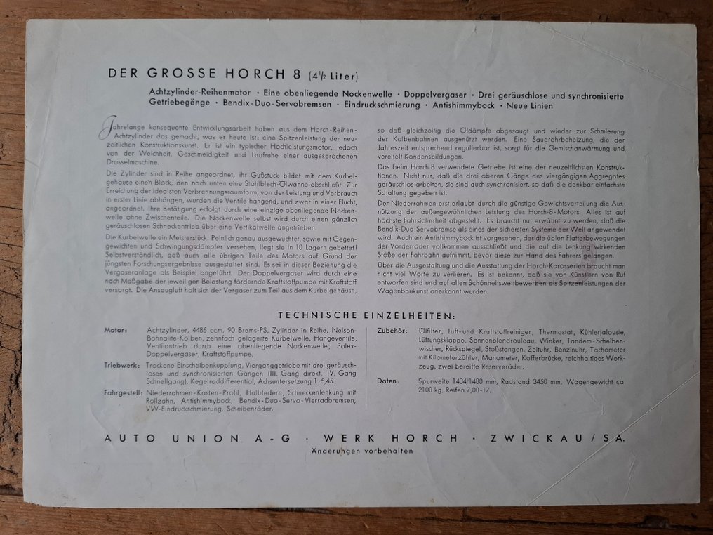 Sheets - Horch - Typ 750 Pullman - Limousine & Typ 830 Sport Cabriolet #4.3