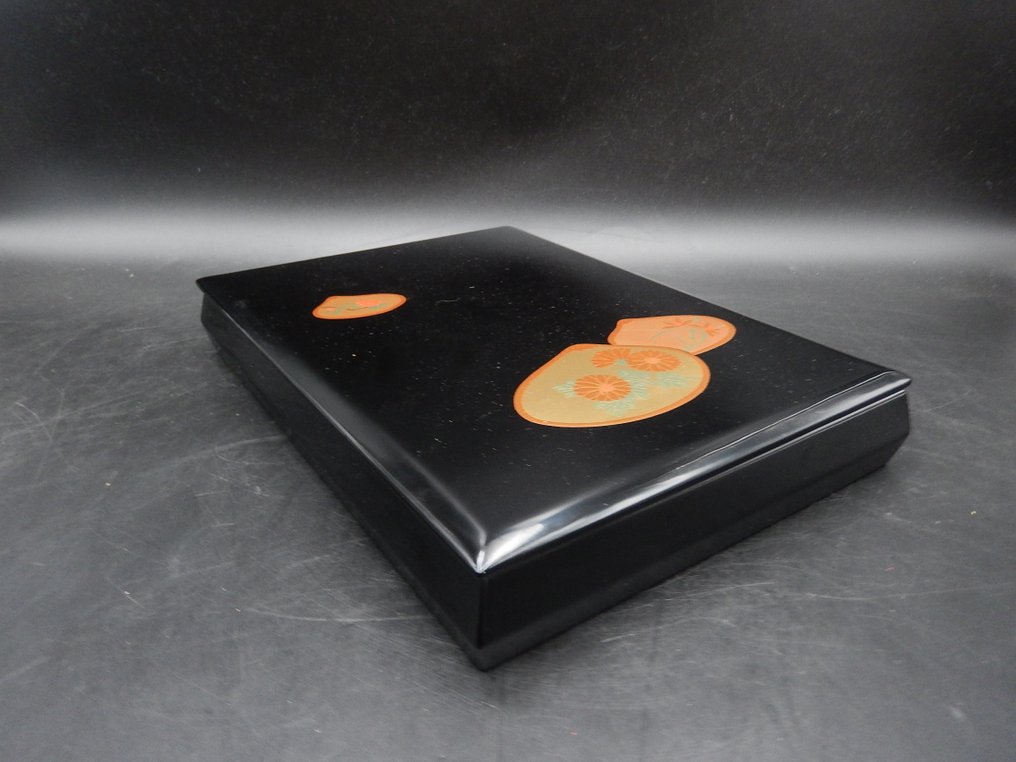 Låda - Sakurai-lackering, svart lackering, guldskalsdesign, makie, skrivlåda, originallåda - Trä, lack #2.1