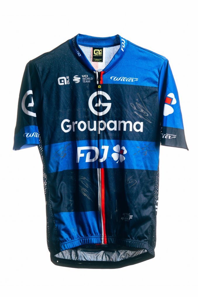 Équipe cycliste Groupama-FDJ - 2025年意大利环法赛起点的8位车手签名的复制版马甲  #1.0