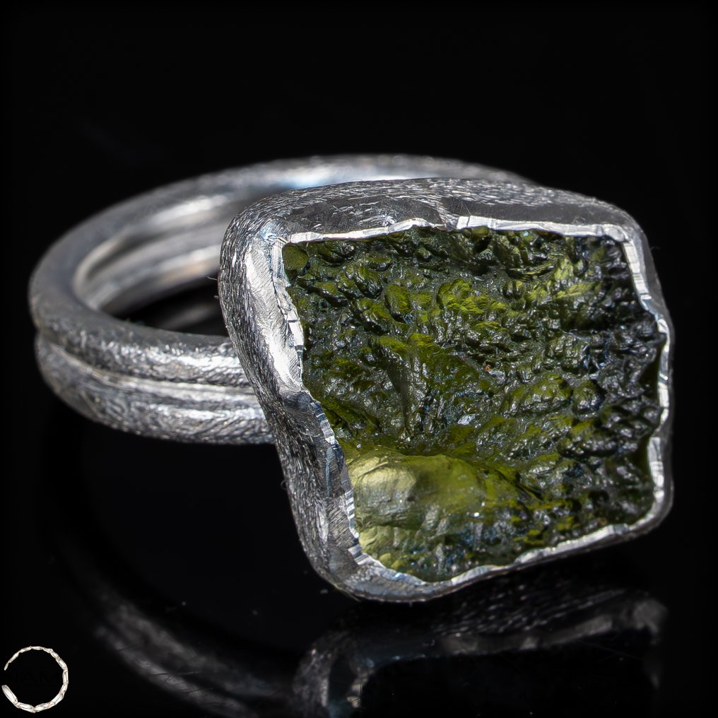 Moldavite trasparente naturale rara 40,8 ct - Argento 925- 8.16 g #3.2