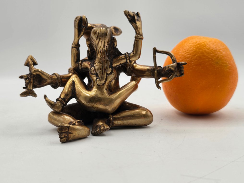 Statue, Happy Mandkesvara, Erotisch sculptuur - 8 cm - Copper #3.2
