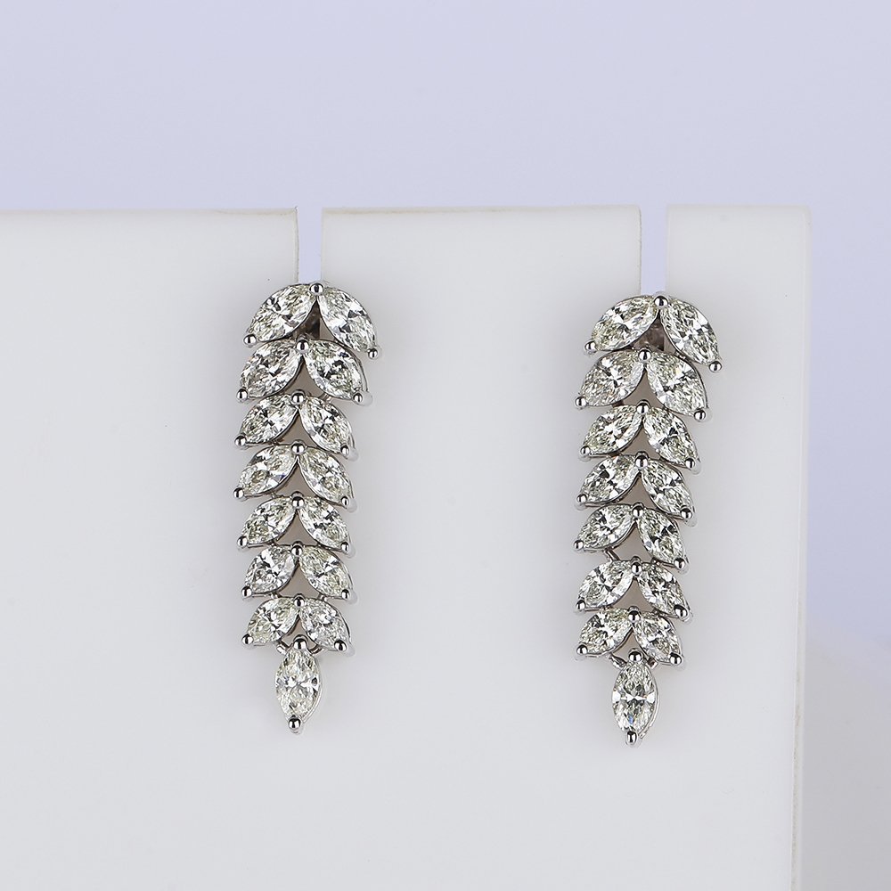 Σετ κοσμημάτων 2 τεμαχίων - 14 καράτια Λευκός χρυσός -  28.28ct. tw. Διαμάντι (Φυσικό) - Χρυσό Κολιέ & Σκουλαρίκια #4.3