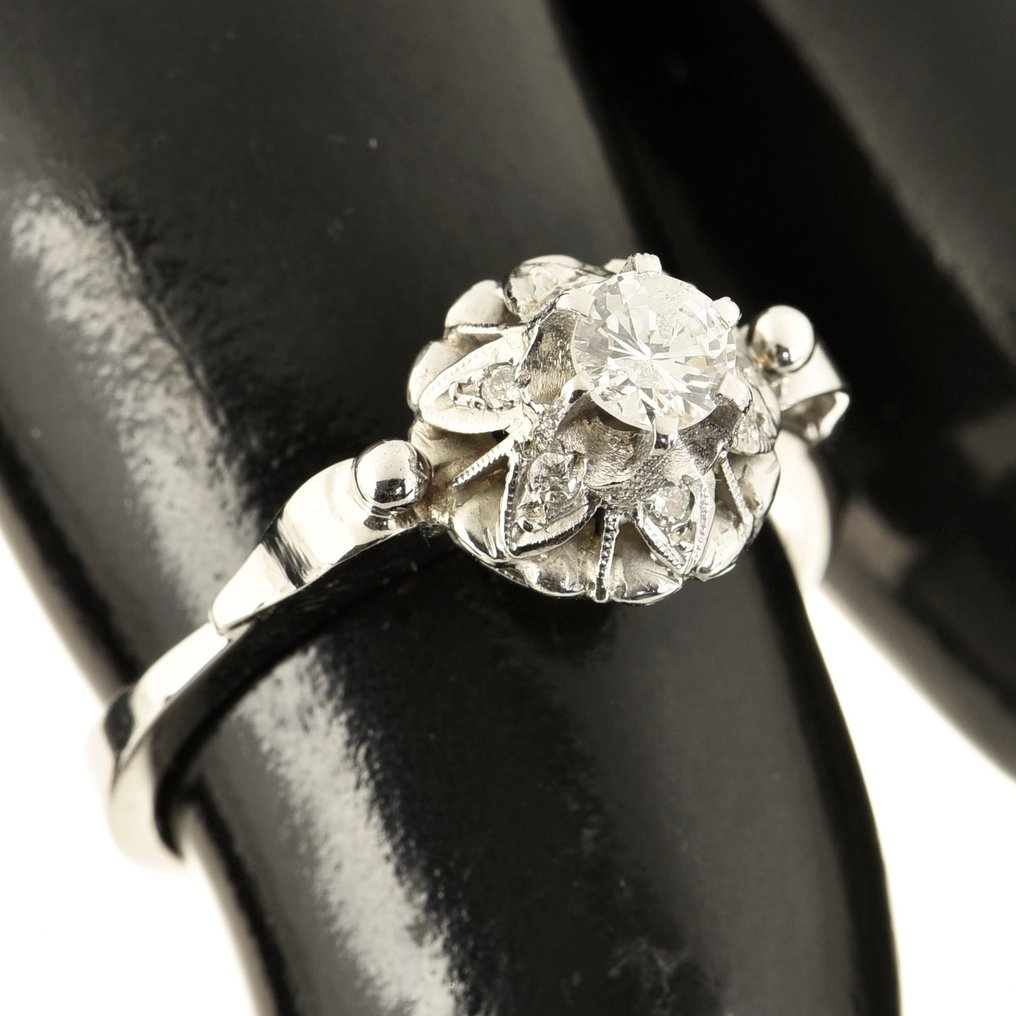 Gyűrű - 18 kt. Fehér arany Gyémánt (Természetes) #1.0