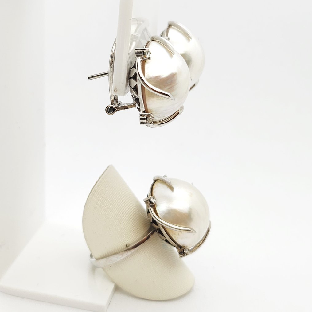 兩件珠寶套裝 - 18 克拉 白金 - 37.50ct. tw. 珍珠 - 鉆石 - Mabe #1.0