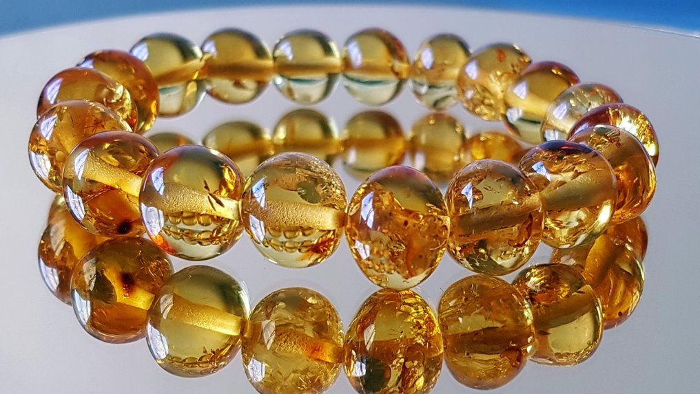 Κεχριμπάρι Βραχιόλι με Βαλτική ρητίνη - Στρογγυλοί μπαρόκ κόκκοι ρητίνης- 21 g #1.0