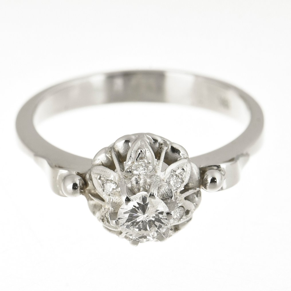 Gyűrű - 18 kt. Fehér arany Gyémánt (Természetes) #1.0