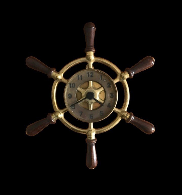 掛鐘 - Attribué à Hermès -  藝術裝飾 黃銅, 木 - 1930-1940 - 舵鐘 #1.0