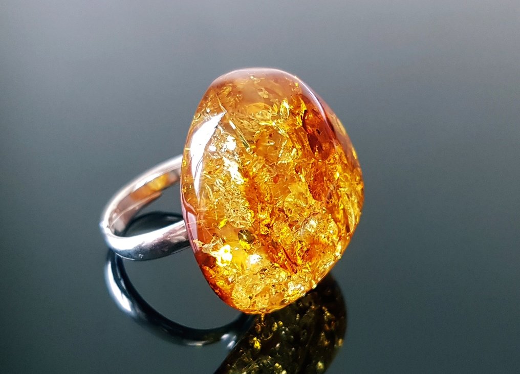 Φυσικό δαχτυλίδι από Βαλτικό κεχριμπάρι - Ασημένιο - Κεχριμπάρι (χωρίς τιμή ασφαλείας) #3.2