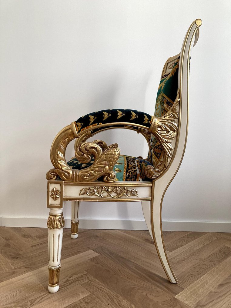 Gianni Versace, Versace - 带脚凳扶手椅 (2) - 丝绒, 金, 木 #3.2