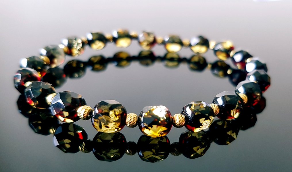 琥珀 天然波罗的海琥珀手链 - 圆形切面琥珀珠- 3 g #1.0