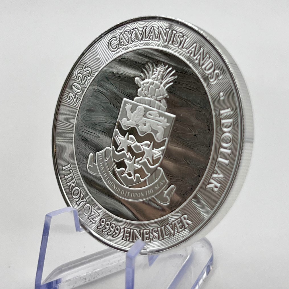 Kaaimaneilanden (Brits overzees gebied). 1 Dollar 2025 Stingray – 1 oz Silver Coin (.9999) BU (Zonder minimumprijs) #3.2