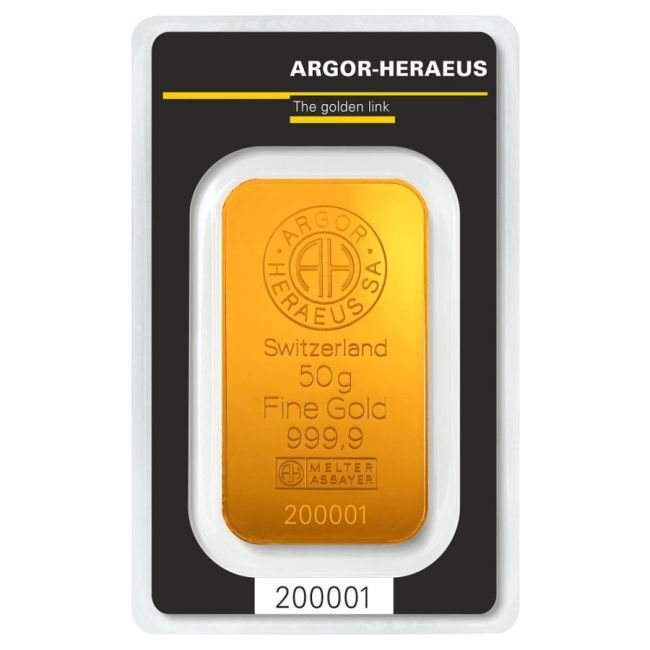50 grammi - Oro - 50g 9999 Gold Bar Argor Heraeus (In Assay) - Sigillato #1.0