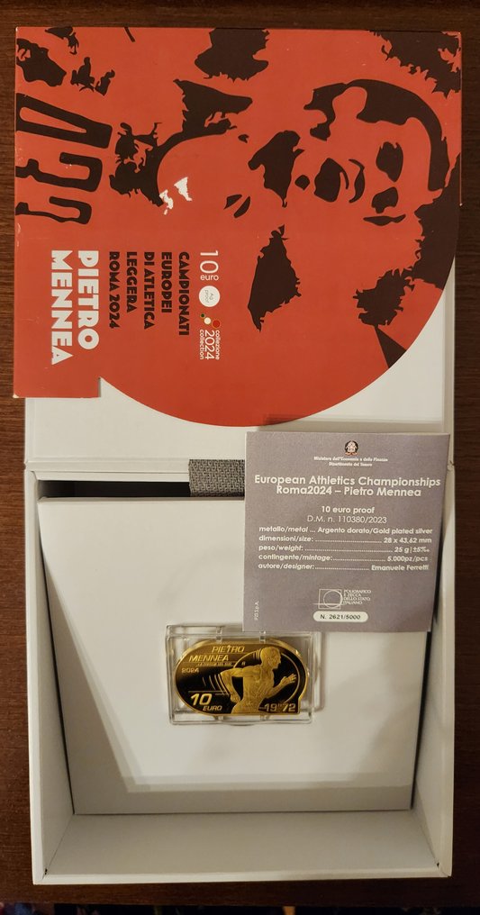義大利. 10 Euro 2024 "Pietro Mennea" Proof  (沒有保留價) #1.0