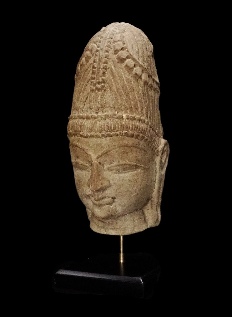 中世纪的 玫瑰色砂岩神像头 - 10世纪 / 12世纪 - 孤帕塔 #3.2