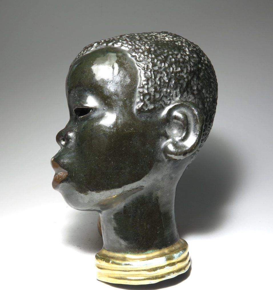 Margit Izsépy - Γλυπτό, Art Deco Wall Mask - 17 cm - Terracotta - 1940 #3.2