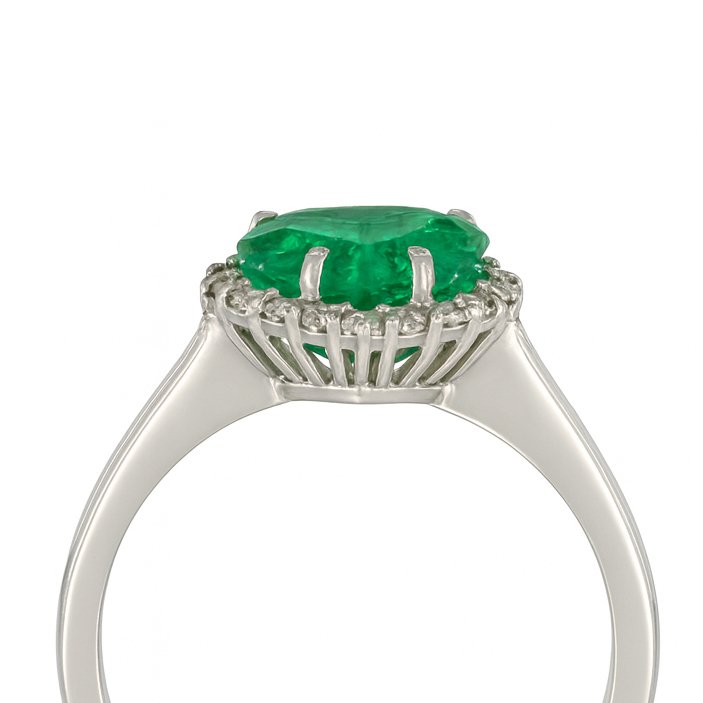 戒指 - 18K包金 白金 -  1.95ct. tw. 祖母绿 - 钻石 #4.3