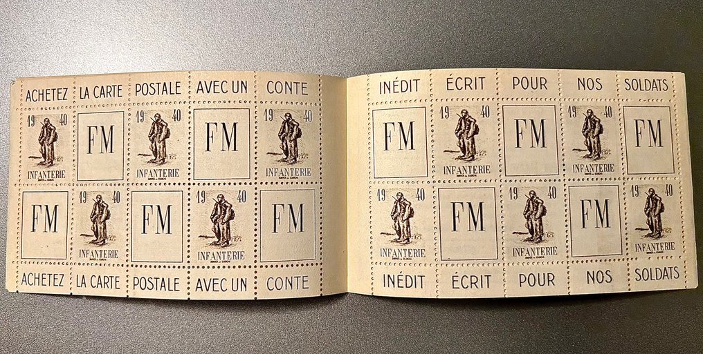 França 1940 - Carnê de 20 vignettes de Franquia Militar - Yvert & Tellier FM 10A #2.1