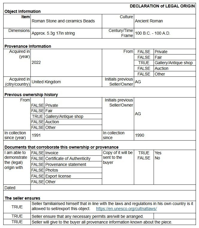 古羅馬 古罗马玻璃、石头及其他珠子项链，镀铬心形外壳（公元前100年-）  (沒有保留價) #4.3