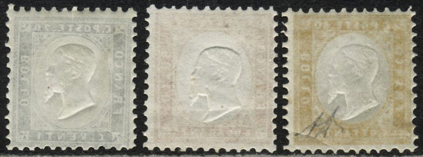 意大利王国 1862 - Vittorio Emanuele II，3个价值，橡胶完整且居中良好。 - Sassone N. 2/4 € 1887 #1.0