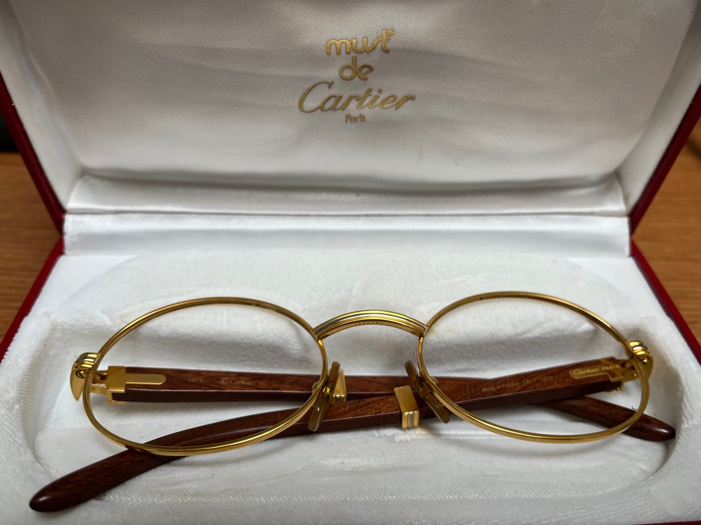 Cartier - 'Giverny' 53-22 Gold-Wood - Solbriller #4.3