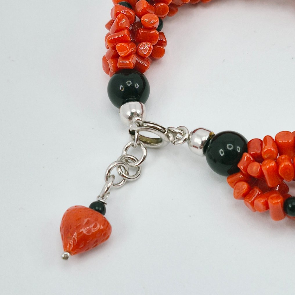 Κοράλλι αίματος - Ασημί - Βραχιόλι - CORALLO MEDITERRANEO #3.2